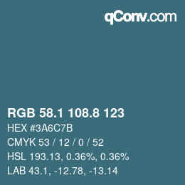 Color code: RGB 58.1 108.8 123 | qconv.com
