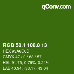 カラーコード: RGB 58.1 108.8 13 | qconv.com