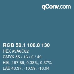 カラーコード: RGB 58.1 108.8 130 | qconv.com
