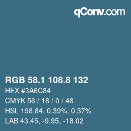 Color code: RGB 58.1 108.8 132 | qconv.com