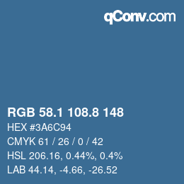 Color code: RGB 58.1 108.8 148 | qconv.com