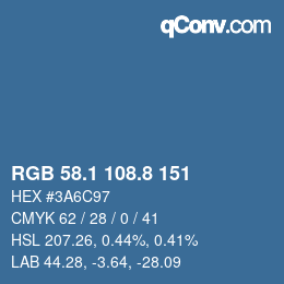 カラーコード: RGB 58.1 108.8 151 | qconv.com