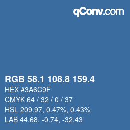 カラーコード: RGB 58.1 108.8 159.4 | qconv.com