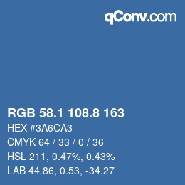 カラーコード: RGB 58.1 108.8 163 | qconv.com