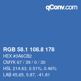 Color code: RGB 58.1 108.8 178 | qconv.com