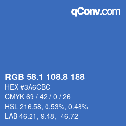 Color code: RGB 58.1 108.8 188 | qconv.com