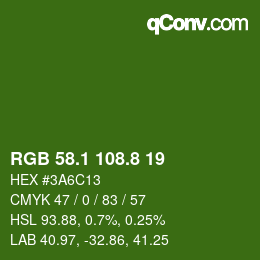 カラーコード: RGB 58.1 108.8 19 | qconv.com