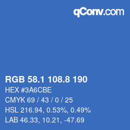 カラーコード: RGB 58.1 108.8 190 | qconv.com