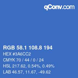 カラーコード: RGB 58.1 108.8 194 | qconv.com