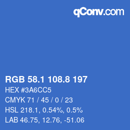 カラーコード: RGB 58.1 108.8 197 | qconv.com