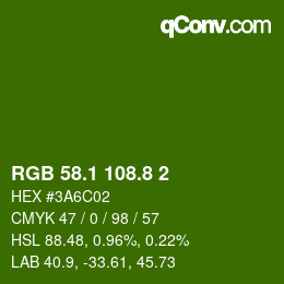 カラーコード: RGB 58.1 108.8 2 | qconv.com