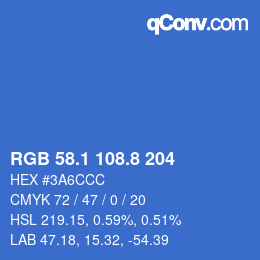 カラーコード: RGB 58.1 108.8 204 | qconv.com
