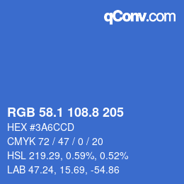 カラーコード: RGB 58.1 108.8 205 | qconv.com