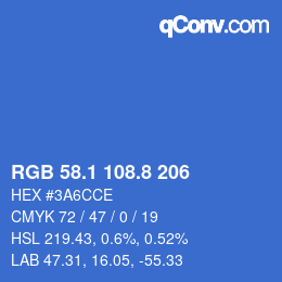 カラーコード: RGB 58.1 108.8 206 | qconv.com