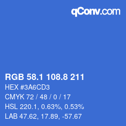 カラーコード: RGB 58.1 108.8 211 | qconv.com