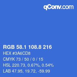 カラーコード: RGB 58.1 108.8 216 | qconv.com