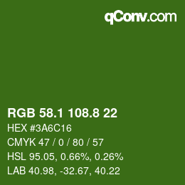 カラーコード: RGB 58.1 108.8 22 | qconv.com