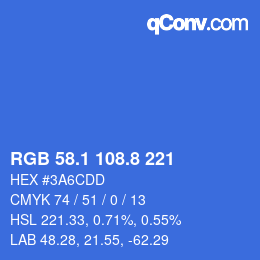 カラーコード: RGB 58.1 108.8 221 | qconv.com