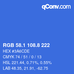 カラーコード: RGB 58.1 108.8 222 | qconv.com