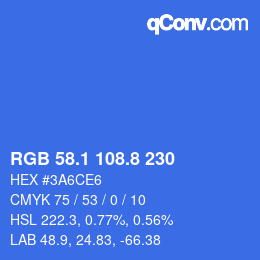 カラーコード: RGB 58.1 108.8 230 | qconv.com