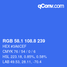 カラーコード: RGB 58.1 108.8 239 | qconv.com