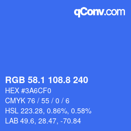 カラーコード: RGB 58.1 108.8 240 | qconv.com