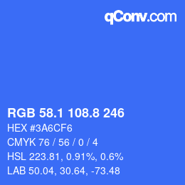 カラーコード: RGB 58.1 108.8 246 | qconv.com