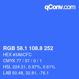 カラーコード: RGB 58.1 108.8 252 | qconv.com