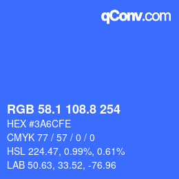 カラーコード: RGB 58.1 108.8 254 | qconv.com