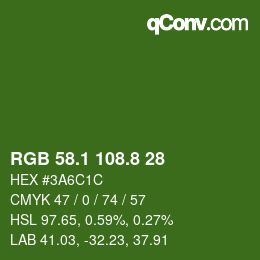 カラーコード: RGB 58.1 108.8 28 | qconv.com