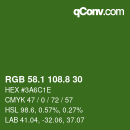 カラーコード: RGB 58.1 108.8 30 | qconv.com