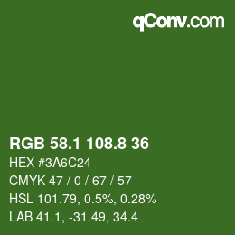 カラーコード: RGB 58.1 108.8 36 | qconv.com