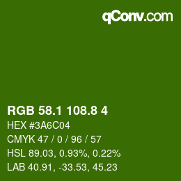 カラーコード: RGB 58.1 108.8 4 | qconv.com