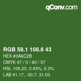 カラーコード: RGB 58.1 108.8 43 | qconv.com