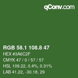 カラーコード: RGB 58.1 108.8 47 | qconv.com