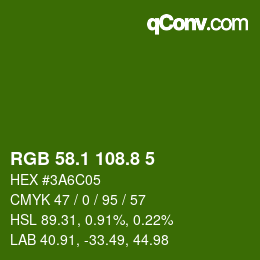 カラーコード: RGB 58.1 108.8 5 | qconv.com