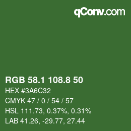 カラーコード: RGB 58.1 108.8 50 | qconv.com