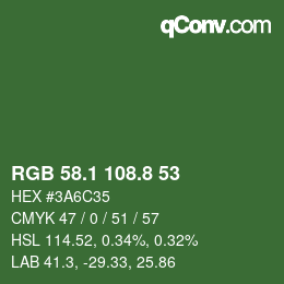 カラーコード: RGB 58.1 108.8 53 | qconv.com