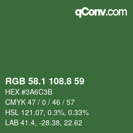 カラーコード: RGB 58.1 108.8 59 | qconv.com