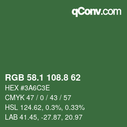 カラーコード: RGB 58.1 108.8 62 | qconv.com