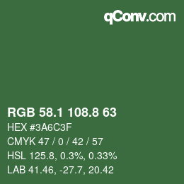 Color code: RGB 58.1 108.8 63 | qconv.com