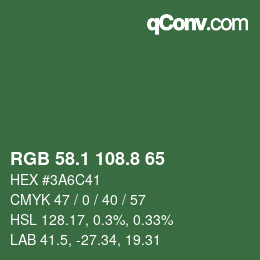 カラーコード: RGB 58.1 108.8 65 | qconv.com