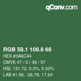 カラーコード: RGB 58.1 108.8 68 | qconv.com