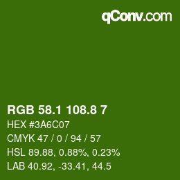 カラーコード: RGB 58.1 108.8 7 | qconv.com