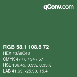 Color code: RGB 58.1 108.8 72 | qconv.com