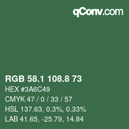 カラーコード: RGB 58.1 108.8 73 | qconv.com