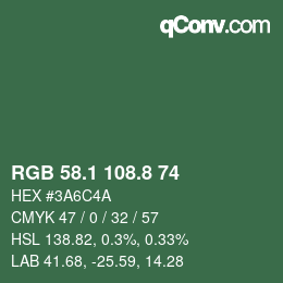 カラーコード: RGB 58.1 108.8 74 | qconv.com