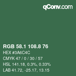 カラーコード: RGB 58.1 108.8 76 | qconv.com