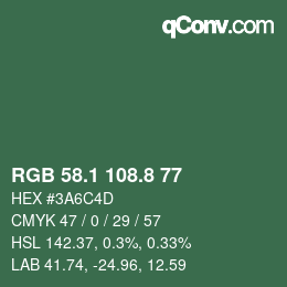 Color code: RGB 58.1 108.8 77 | qconv.com