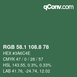カラーコード: RGB 58.1 108.8 78 | qconv.com